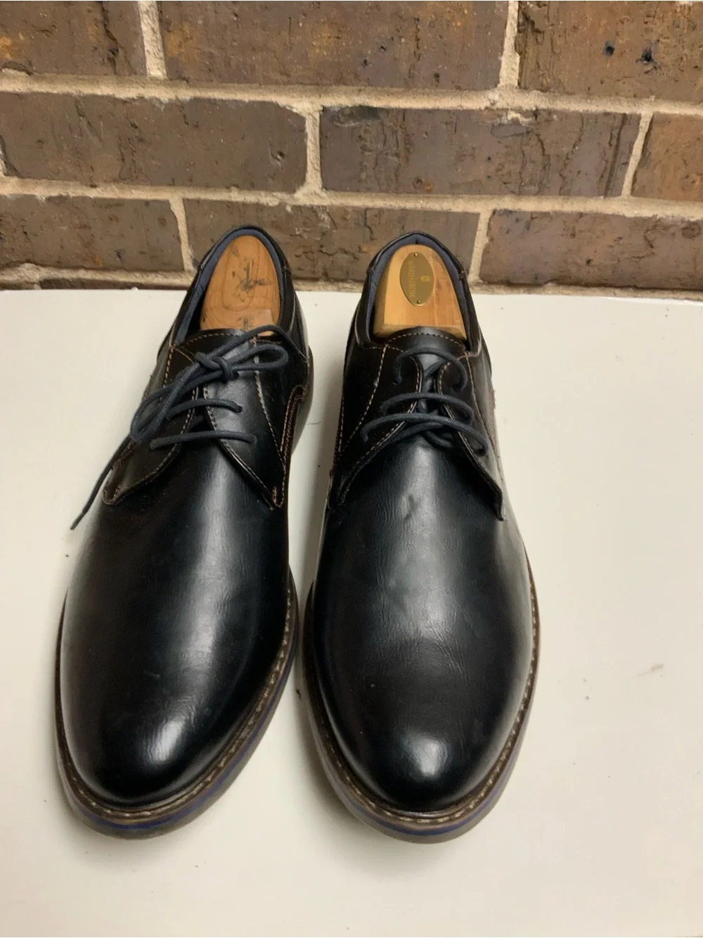 Men's Black Leather Derby Shoes - Polished Lace-Up Dress Oxfords